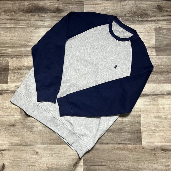 IZOD Long Sleeve Baseball Soft Knit Pullover Shirt Grey Blue Men’s Size M - Picture 1 of 7